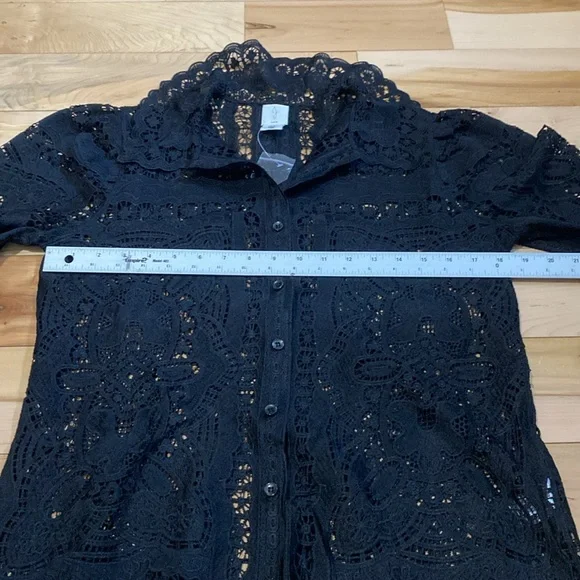 Joie Elegant Black Lace Blouse with Gorgeous Collar - Picture 3 of 15